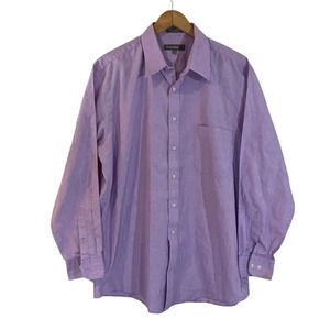 Today's Man Light Purple Lavender Button Up Shirt 17 34/35 Long Sleeves Cotton